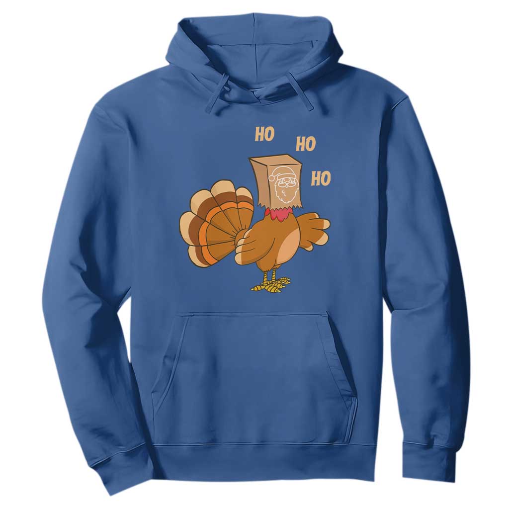 Funny Thanksgiving Christmas Triple Ho Santa Turkey Hoodie TS11 Royal Blue Print Your Wear