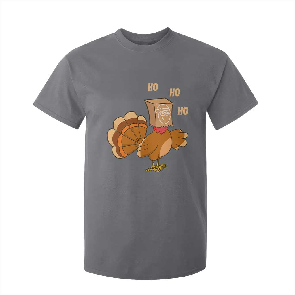 Funny Thanksgiving Christmas Triple Ho Santa Turkey T Shirt For Kid TS11 Charcoal Print Your Wear