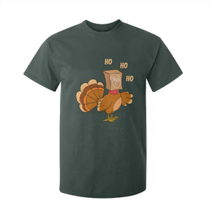 Funny Thanksgiving Christmas Triple Ho Santa Turkey T Shirt For Kid TS11 Dark Forest Green Print Your Wear