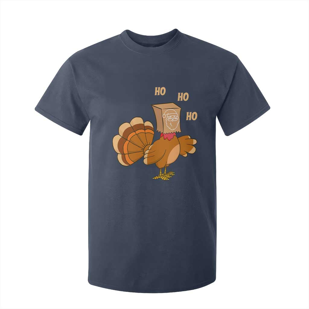 Funny Thanksgiving Christmas Triple Ho Santa Turkey T Shirt For Kid TS11 Navy Print Your Wear