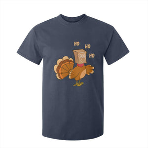 Funny Thanksgiving Christmas Triple Ho Santa Turkey T Shirt For Kid TS11 Navy Print Your Wear
