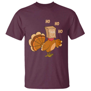 Funny Thanksgiving Christmas Triple Ho Santa Turkey T Shirt TS11 Maroon Print Your Wear