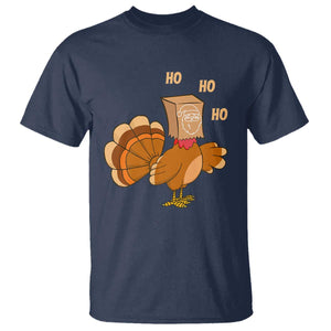 Funny Thanksgiving Christmas Triple Ho Santa Turkey T Shirt TS11 Navy Print Your Wear