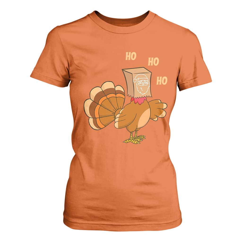 Funny Thanksgiving Christmas Triple Ho Santa Turkey T Shirt For Women TS11 Orange Print Your Wear