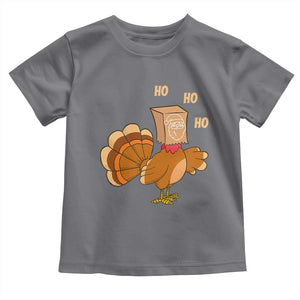 Funny Thanksgiving Christmas Triple Ho Santa Turkey Toddler T Shirt TS11 Charcoal Print Your Wear