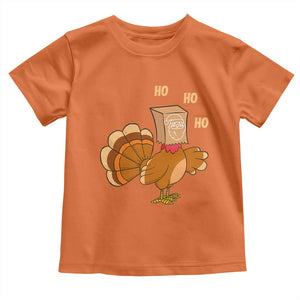 Funny Thanksgiving Christmas Triple Ho Santa Turkey Toddler T Shirt TS11 Orange Print Your Wear