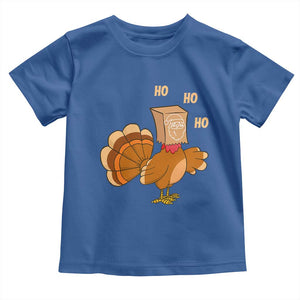 Funny Thanksgiving Christmas Triple Ho Santa Turkey Toddler T Shirt TS11 Royal Blue Print Your Wear