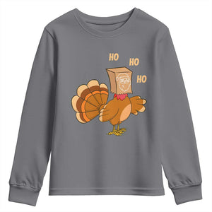 Funny Thanksgiving Christmas Triple Ho Santa Turkey Youth Sweatshirt TS11 Charcoal Print Your Wear
