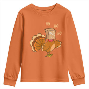 Funny Thanksgiving Christmas Triple Ho Santa Turkey Youth Sweatshirt TS11 Orange Print Your Wear