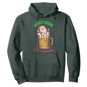 Funny Christmas Beer Hoodie Merry Drunk I'm Xmas Wasted Santa TS11 Dark Forest Green Print Your Wear