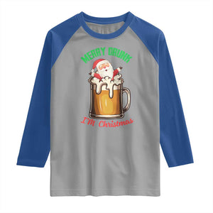 Funny Christmas Beer Raglan Shirt Merry Drunk I'm Xmas Wasted Santa TS11 Sport Gray Royal Print Your Wear