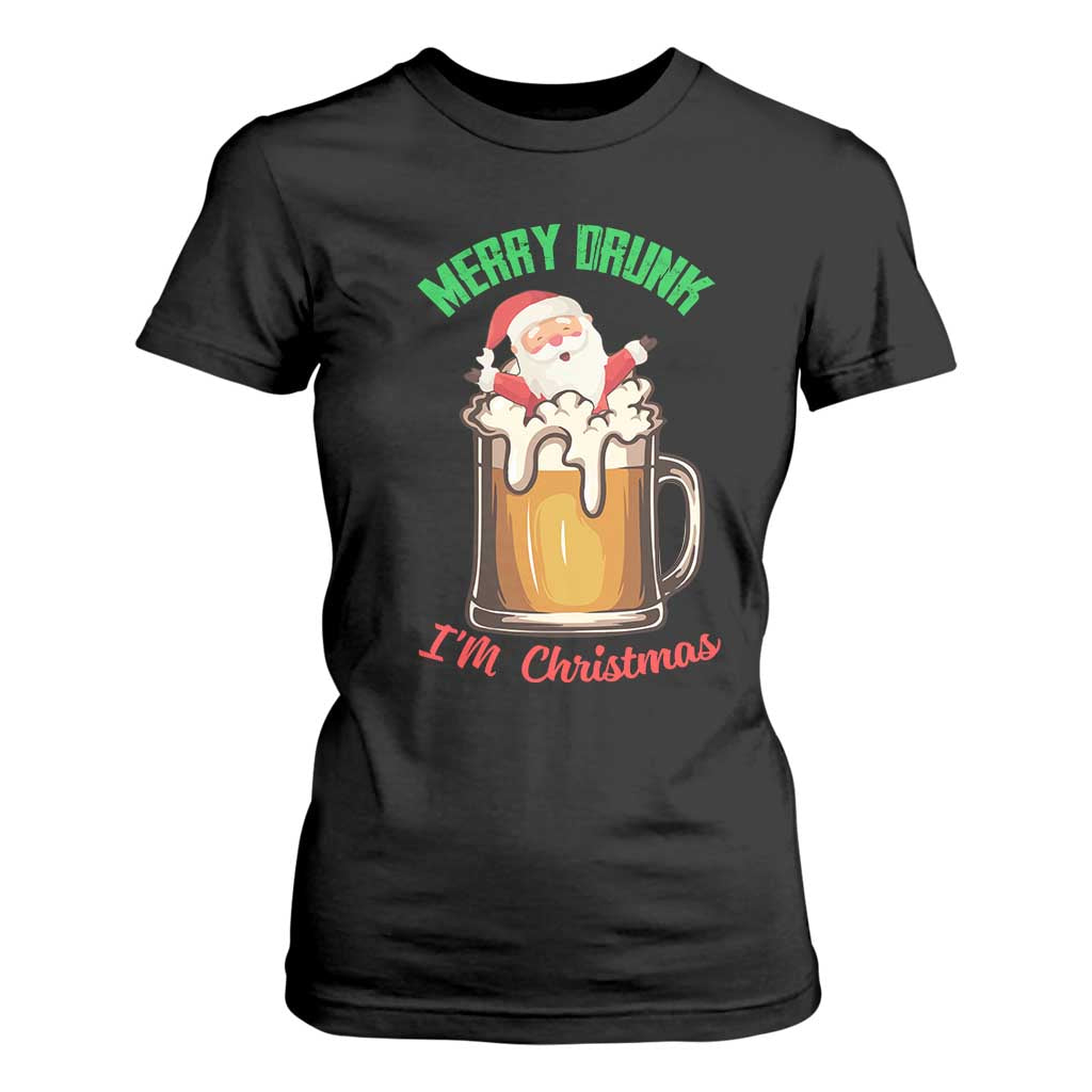 Funny Christmas Beer T Shirt For Women Merry Drunk I'm Xmas Wasted Santa TS11 Black Print Your Wear