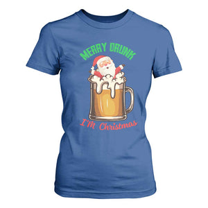 Funny Christmas Beer T Shirt For Women Merry Drunk I'm Xmas Wasted Santa TS11 Royal Blue Print Your Wear