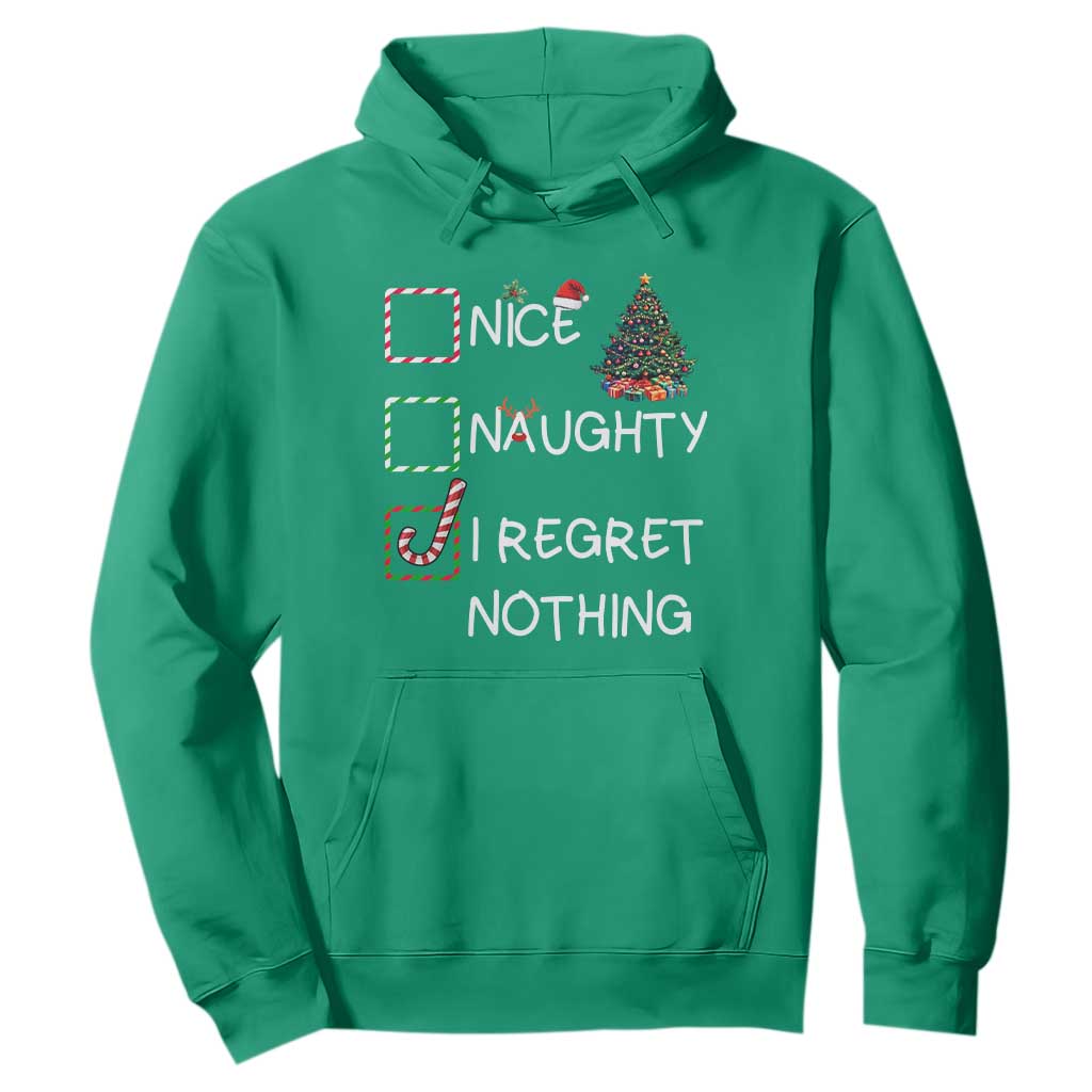 Funny Nice Naughty And I Regret Nothing Christmas List Hoodie Christmas Tree Candy Cane TS11 Irish Green Print Your Wear