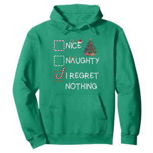 Funny Nice Naughty And I Regret Nothing Christmas List Hoodie Christmas Tree Candy Cane TS11 Irish Green Print Your Wear