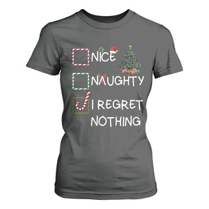 Funny Nice Naughty And I Regret Nothing Christmas List T Shirt For Women Christmas Tree Candy Cane TS11 Dark Heather Print Your Wear