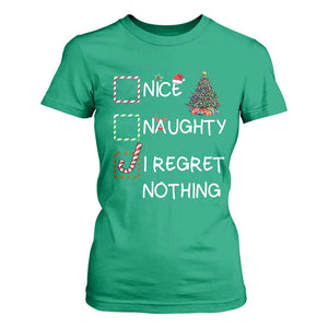 Funny Nice Naughty And I Regret Nothing Christmas List T Shirt For Women Christmas Tree Candy Cane TS11 Irish Green Print Your Wear