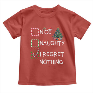 Funny Nice Naughty And I Regret Nothing Christmas List Toddler T Shirt Christmas Tree Candy Cane TS11 Red Print Your Wear