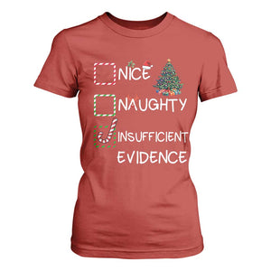 Funny Nice Naughty Insufficient Evidence T Shirt For Women Christmas Tree Candy Cane TS11 Red Print Your Wear