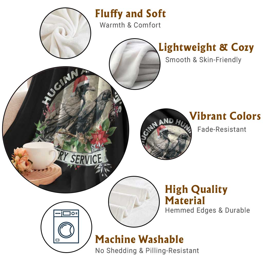 Christmas Viking Throw Blanket Huginn And Hunninn's Delivery Service Raven TS11 Print Your Wear