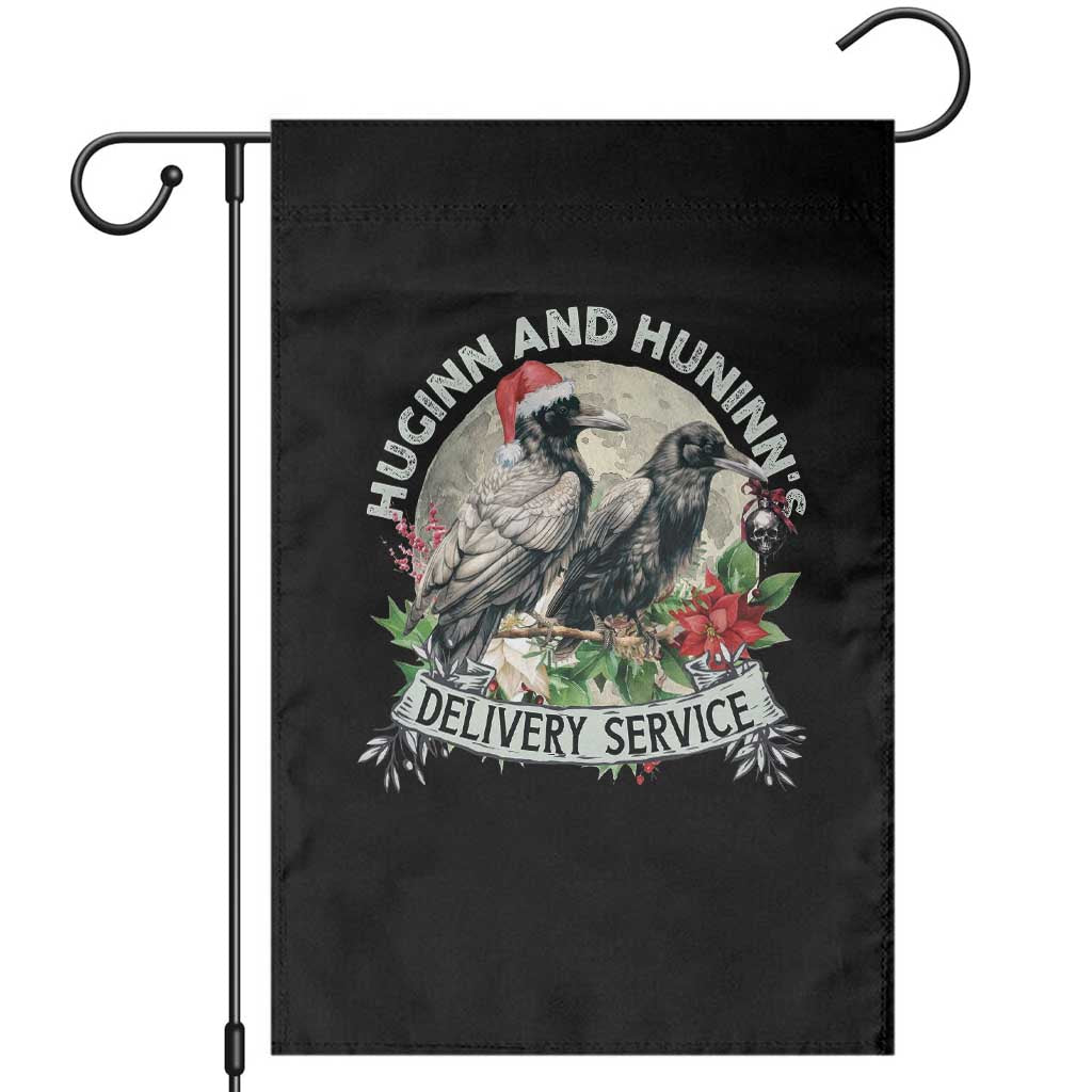 Christmas Viking Garden Flag Huginn And Hunninn's Delivery Service Raven TS11 Black Print Your Wear