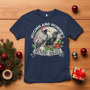 Christmas Viking T Shirt Huginn And Hunninn's Delivery Service Raven TS11 Navy Print Your Wear