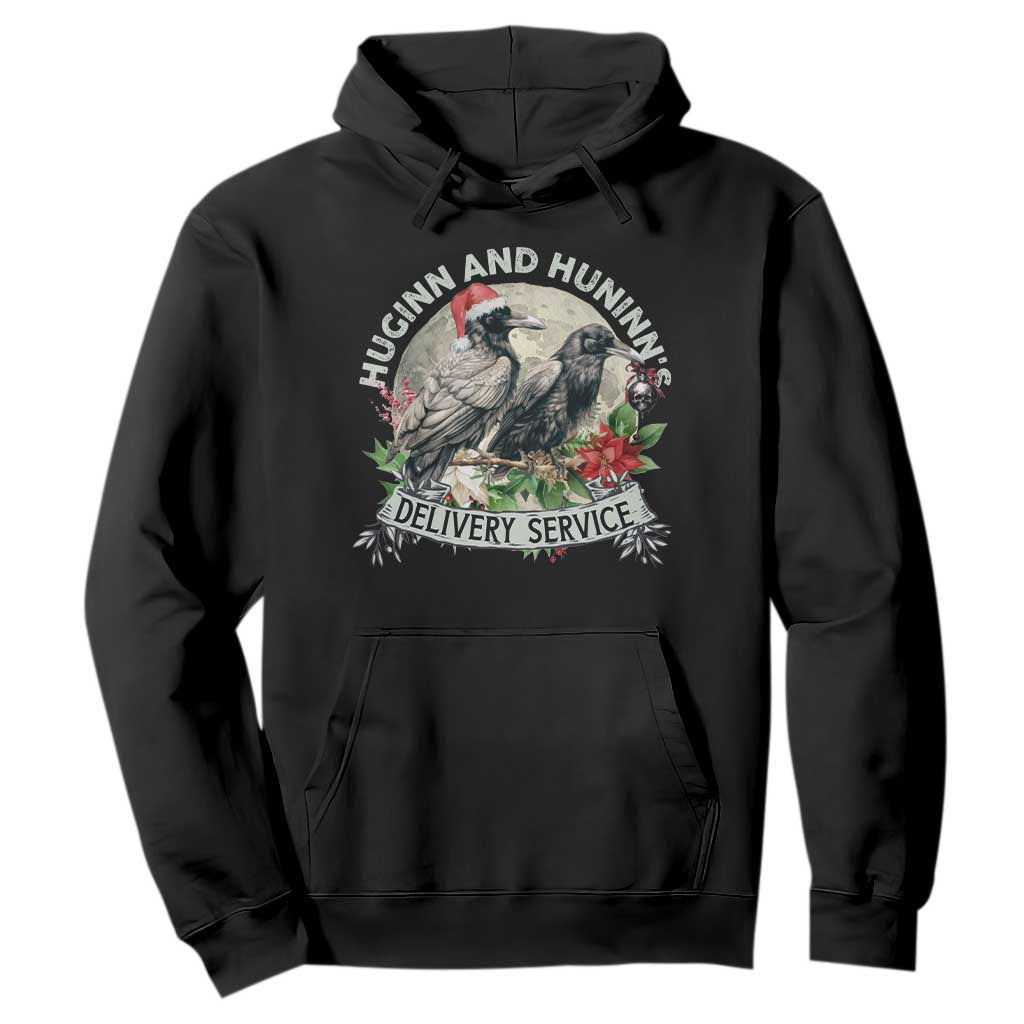 Christmas Viking Hoodie Huginn And Hunninn's Delivery Service Raven TS11 Black Print Your Wear