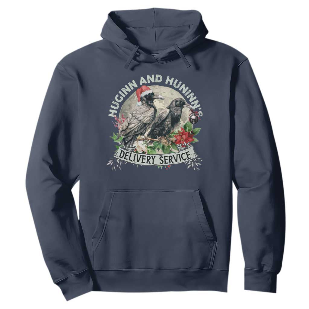 Christmas Viking Hoodie Huginn And Hunninn's Delivery Service Raven TS11 Navy Print Your Wear