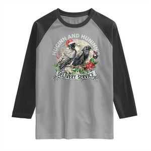 Christmas Viking Raglan Shirt Huginn And Hunninn's Delivery Service Raven TS11 Sport Gray Black Print Your Wear
