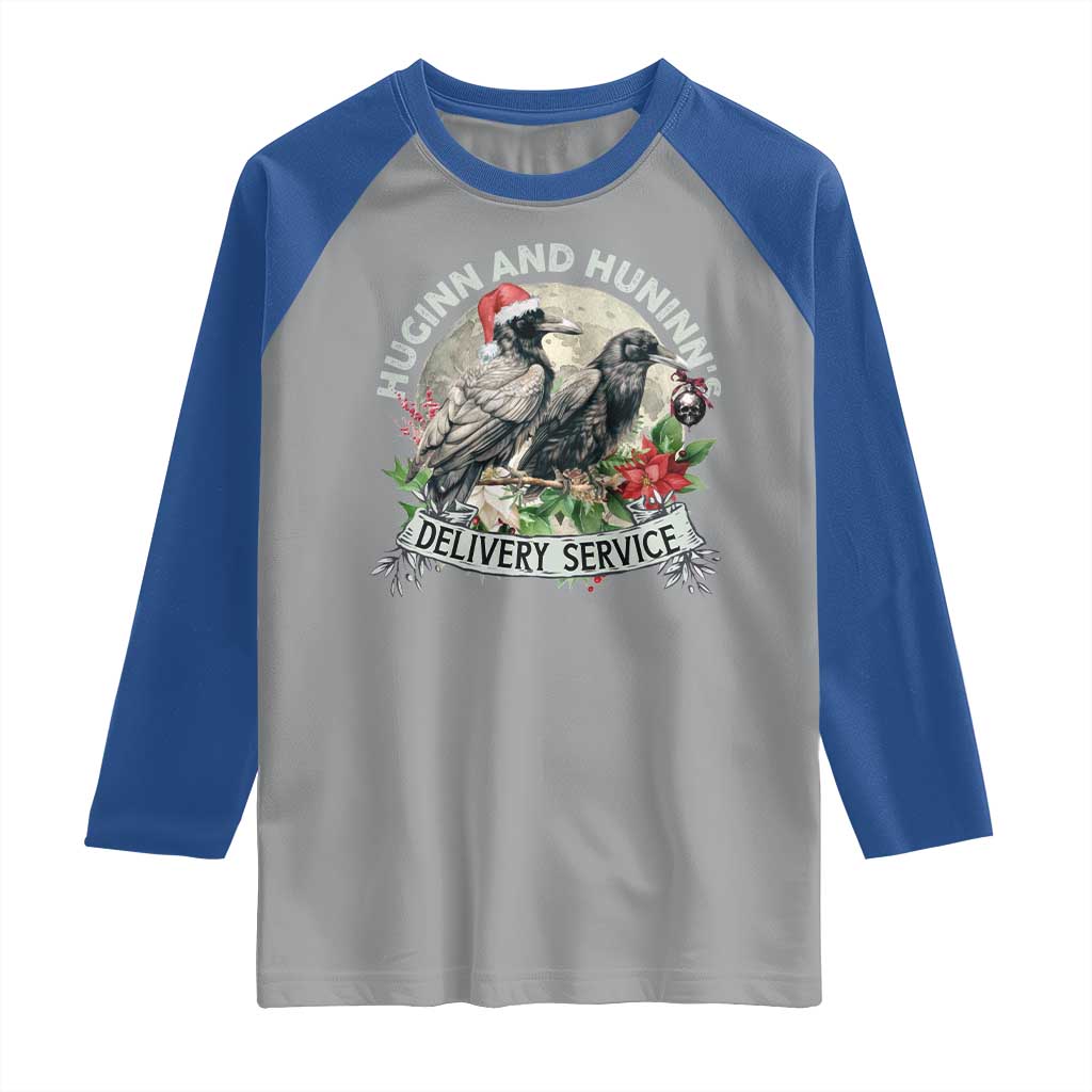 Christmas Viking Raglan Shirt Huginn And Hunninn's Delivery Service Raven TS11 Sport Gray Royal Print Your Wear