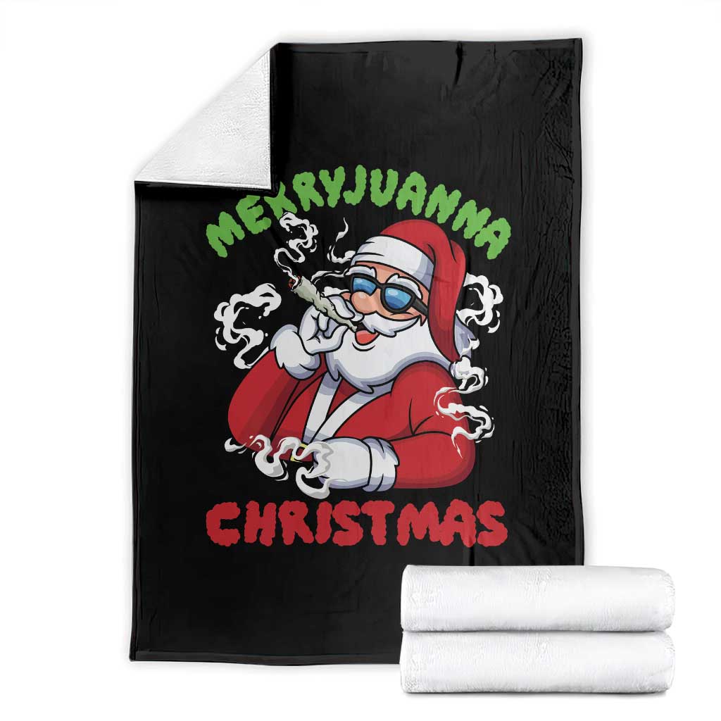 Funny Christmas Weed Throw Blanket Merryjuanna Christmas Santa Xmas TS11 Black Print Your Wear
