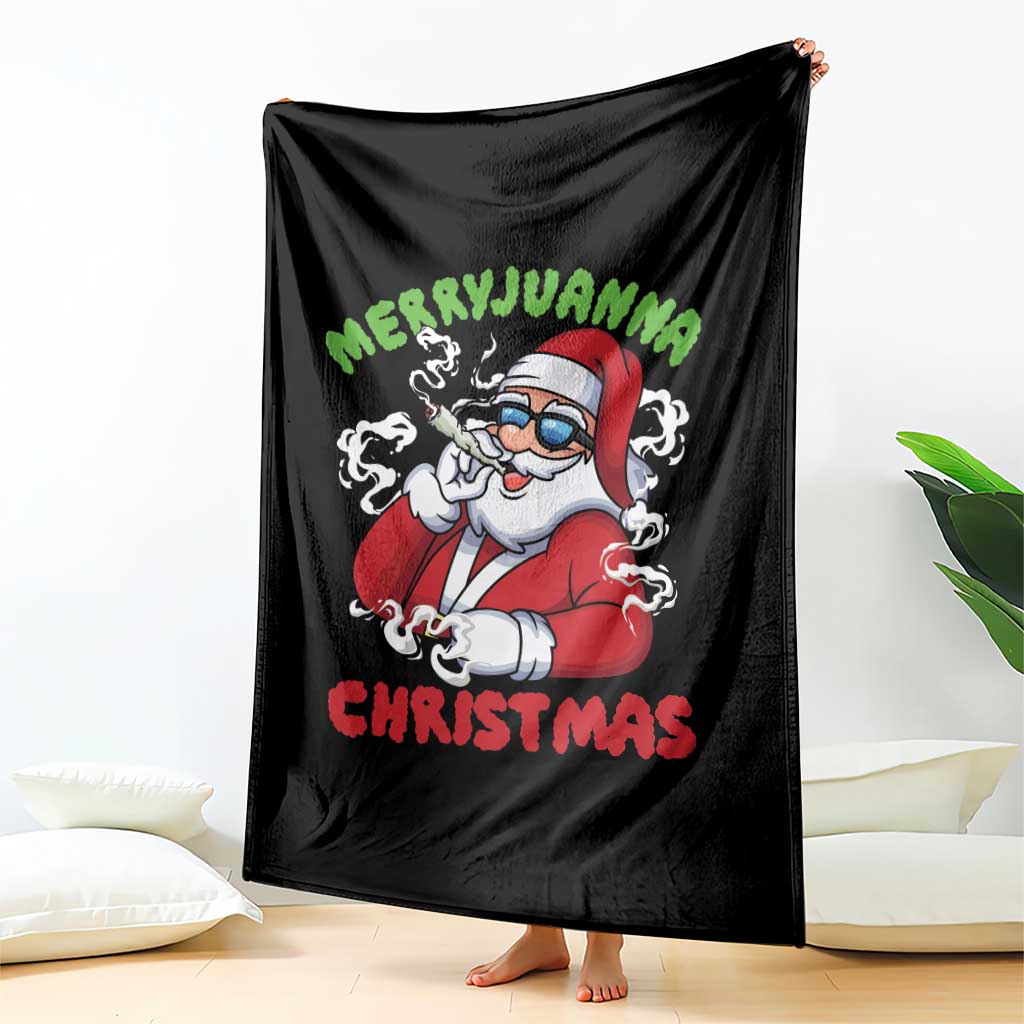 Funny Christmas Weed Throw Blanket Merryjuanna Christmas Santa Xmas TS11 Print Your Wear