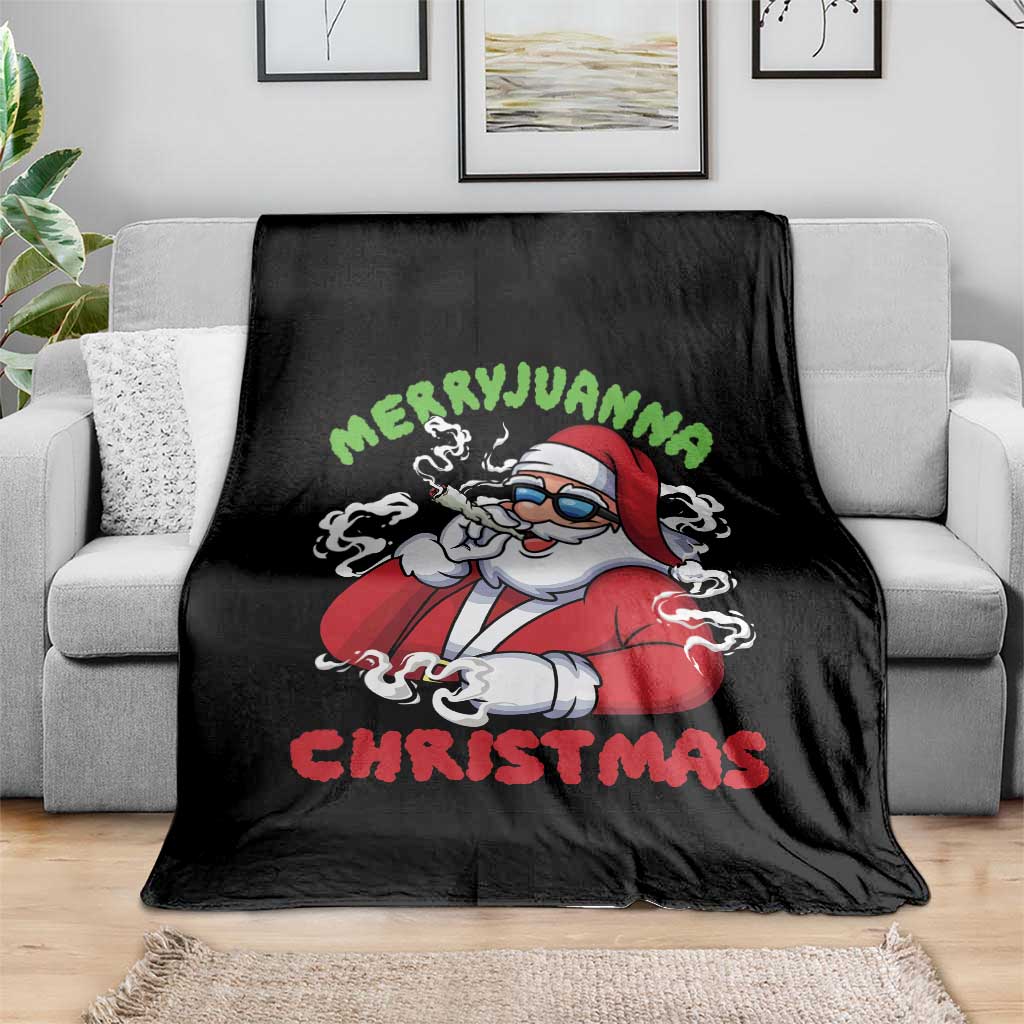 Funny Christmas Weed Throw Blanket Merryjuanna Christmas Santa Xmas TS11 Print Your Wear