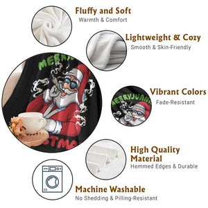 Funny Christmas Weed Throw Blanket Merryjuanna Christmas Santa Xmas TS11 Print Your Wear