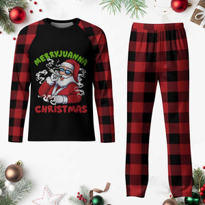Funny Christmas Weed Plaid Pajama Set Merryjuanna Christmas Santa Xmas TS11 Buffalo Plaid Print Your Wear