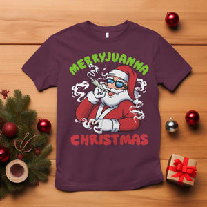 Funny Christmas Weed T Shirt Merryjuanna Christmas Santa Xmas TS11 Maroon Print Your Wear