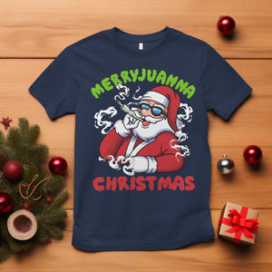 Funny Christmas Weed T Shirt Merryjuanna Christmas Santa Xmas TS11 Navy Print Your Wear