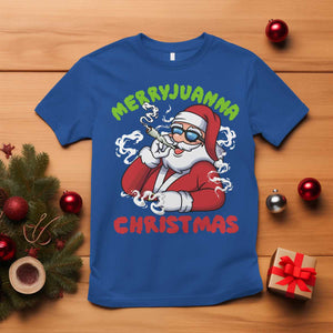 Funny Christmas Weed T Shirt Merryjuanna Christmas Santa Xmas TS11 Royal Blue Print Your Wear