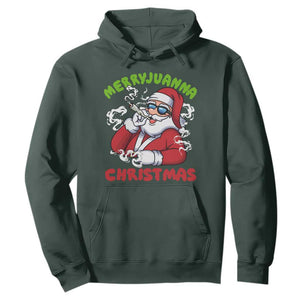 Funny Christmas Weed Hoodie Merryjuanna Christmas Santa Xmas TS11 Dark Forest Green Print Your Wear