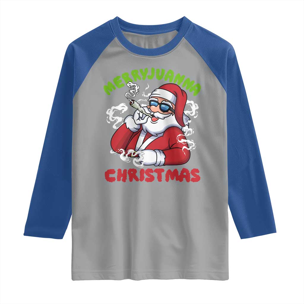 Funny Christmas Weed Raglan Shirt Merryjuanna Christmas Santa Xmas TS11 Sport Gray Royal Print Your Wear