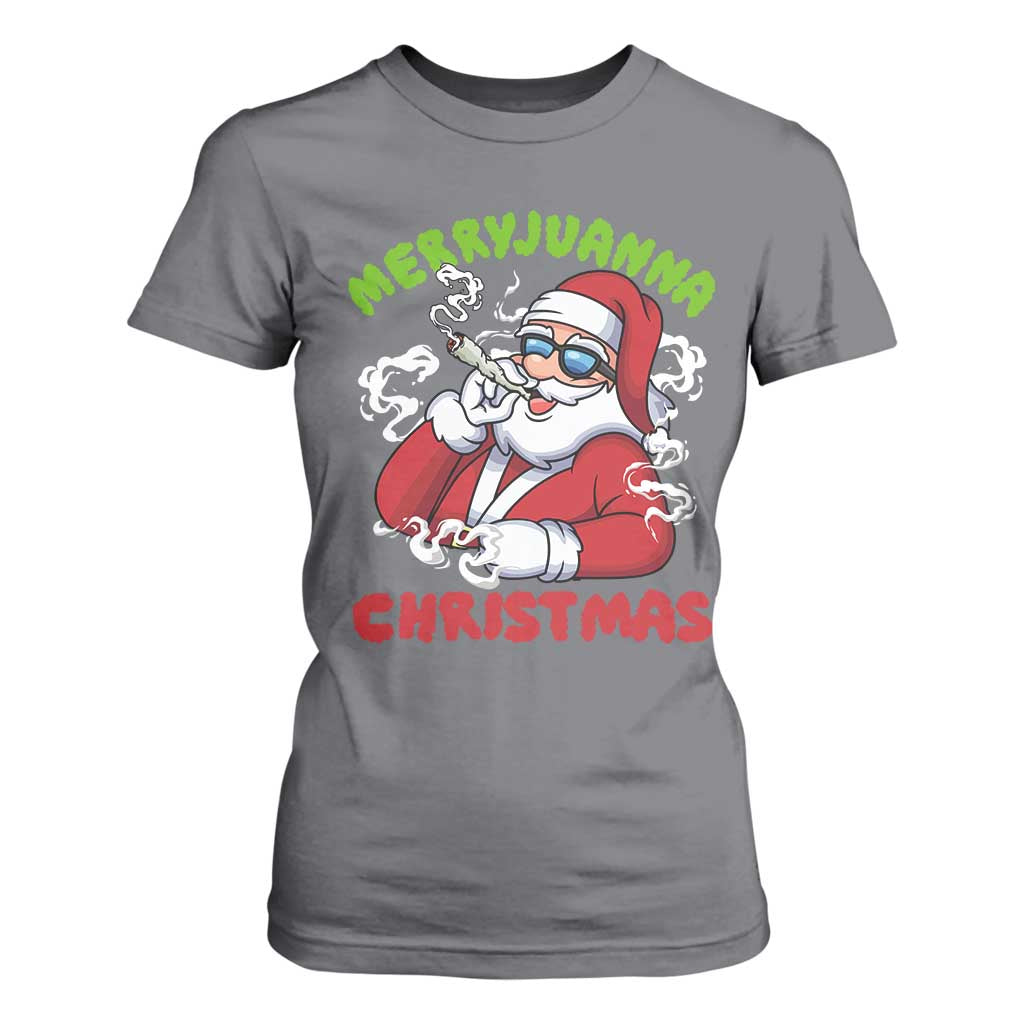 Funny Christmas Weed T Shirt For Women Merryjuanna Christmas Santa Xmas TS11 Charcoal Print Your Wear