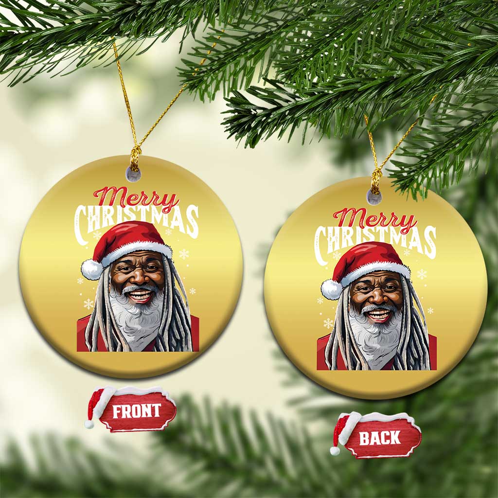 Merry Xmas Dreadlocks Black Santa Christmas Ornament TS11 Circle Gold Print Your Wear