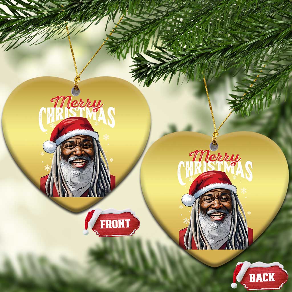 Merry Xmas Dreadlocks Black Santa Christmas Ornament TS11 Heart Gold Print Your Wear