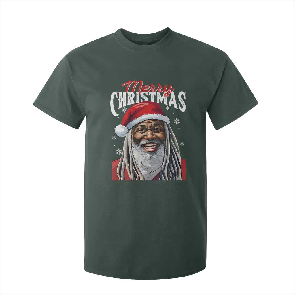 Merry Christmas Dreadlocks Black Santa T Shirt For Kid TS11 Dark Forest Green Print Your Wear
