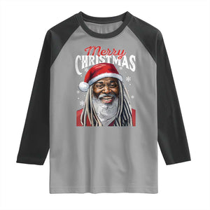 Merry Christmas Dreadlocks Black Santa Raglan Shirt TS11 Sport Gray Black Print Your Wear