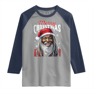 Merry Christmas Dreadlocks Black Santa Raglan Shirt TS11 Sport Gray Navy Print Your Wear