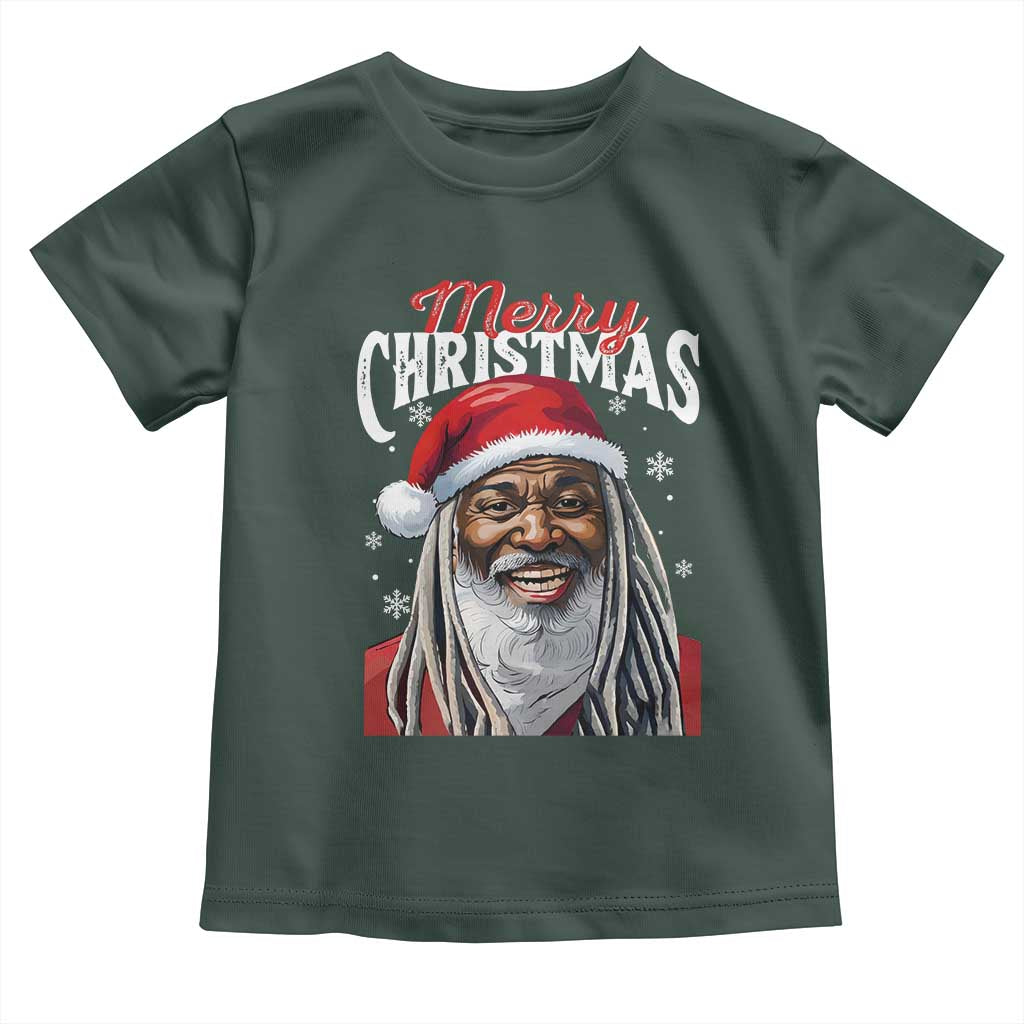 Merry Christmas Dreadlocks Black Santa Toddler T Shirt TS11 Dark Forest Green Print Your Wear