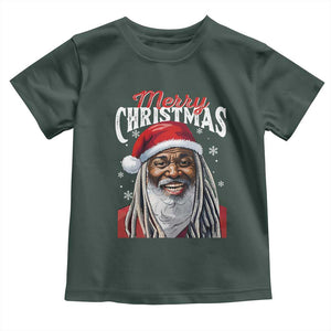 Merry Christmas Dreadlocks Black Santa Toddler T Shirt TS11 Dark Forest Green Print Your Wear