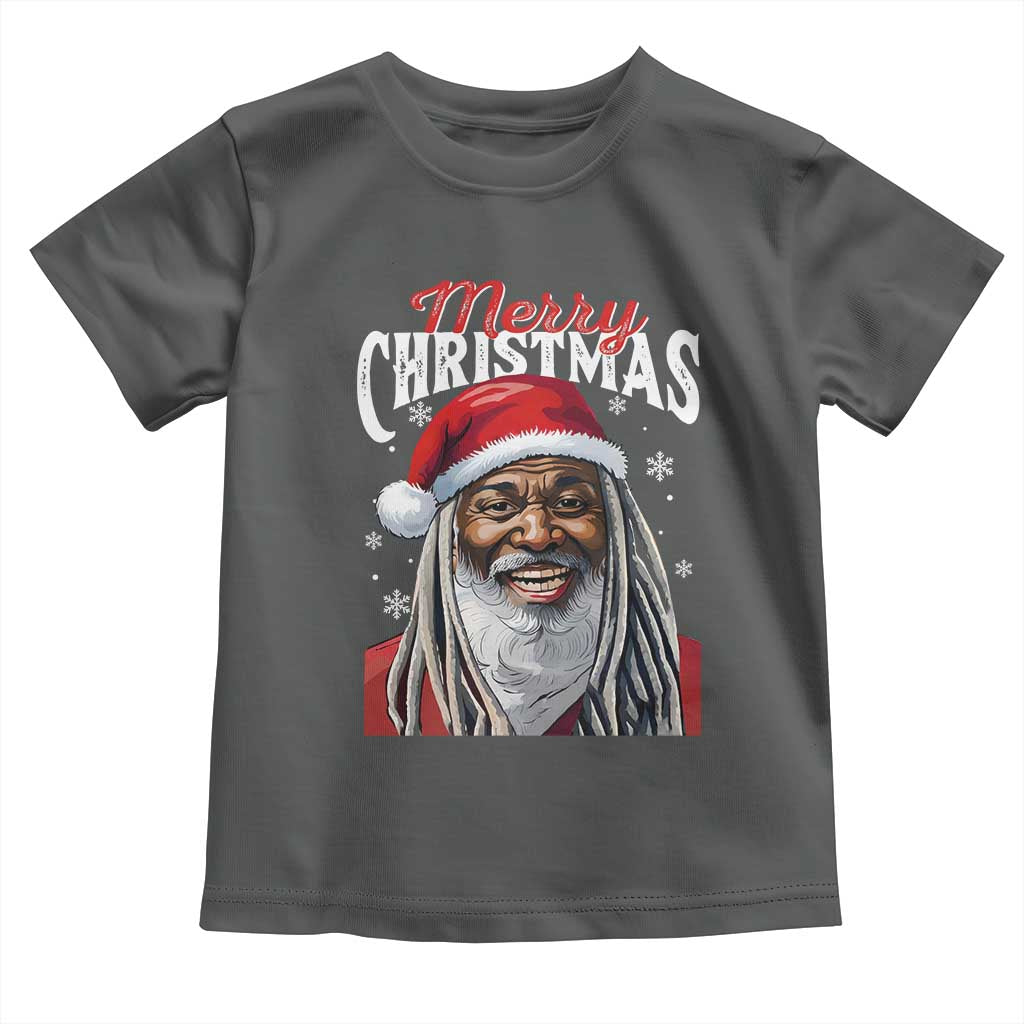 Merry Christmas Dreadlocks Black Santa Toddler T Shirt TS11 Dark Heather Print Your Wear