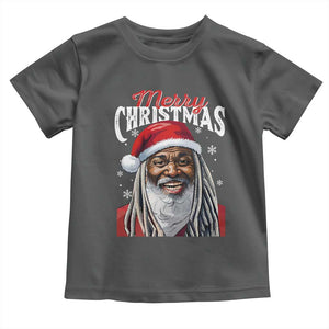 Merry Christmas Dreadlocks Black Santa Toddler T Shirt TS11 Dark Heather Print Your Wear